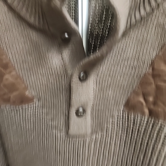 Boulder Creek Trading Company Sweater Mens 7XL Brown Buttons Suede Patch - Picture 4 of 13